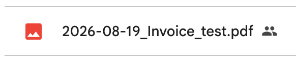 Google Drive showing 2026-08-19_Invoice_test.pdf