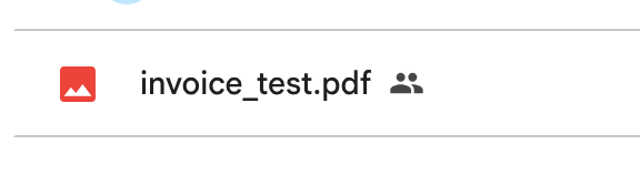 Google Drive showing invoice_test.pdf
