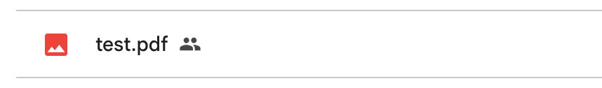 Google Drive showing test.pdf after the Make PDF-only attachment filter test
